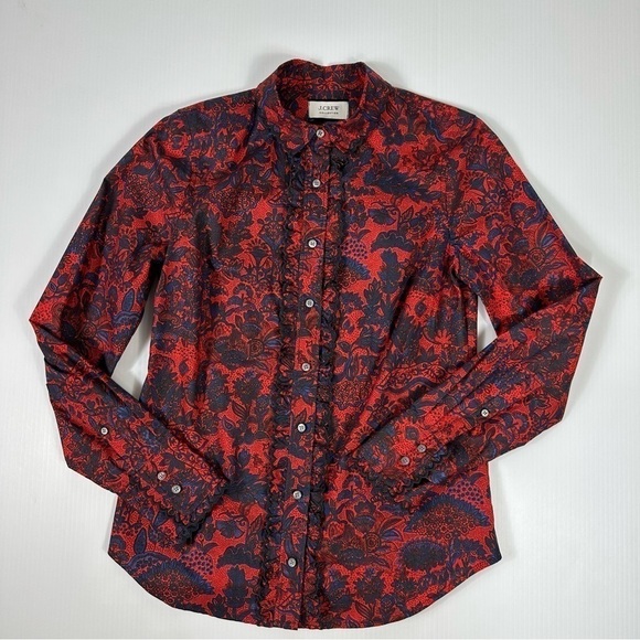 J. Crew Collection Shirt 2 Scallop Ruffle Button Up Perfect NWT - Picture 10 of 17